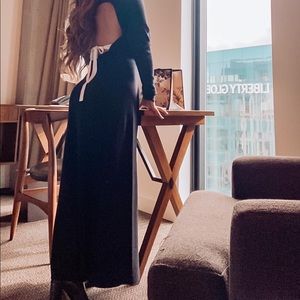 Open back white ribbon detail sweater dress